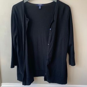 CHAPS black 3/4 sleeve cardigan